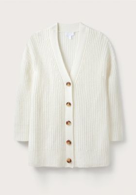 Rib Textured Cardigan With Alpaca from The White Company
