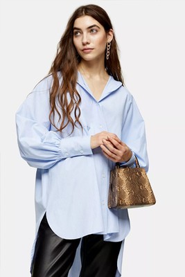 Blue Oversized Stripe Shirt from Topshop