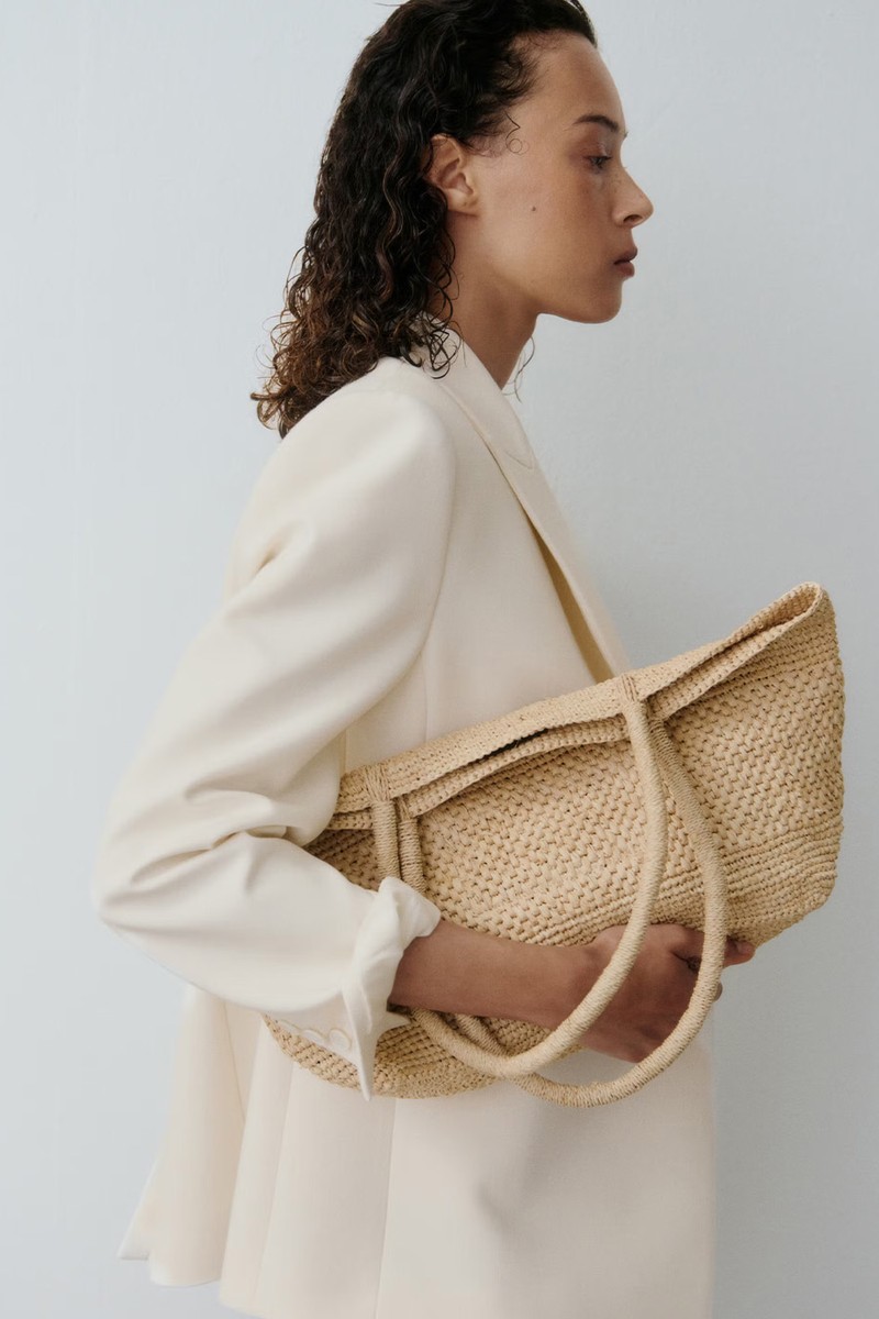 100% Raffia Tote Bag from Mango