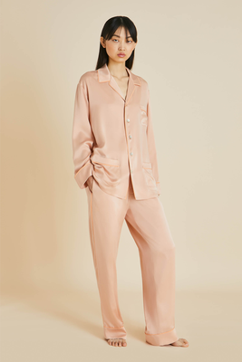 Yves Shell Pink Sandwashed Silk Pyjamas, £530 | Olivia Von Halle