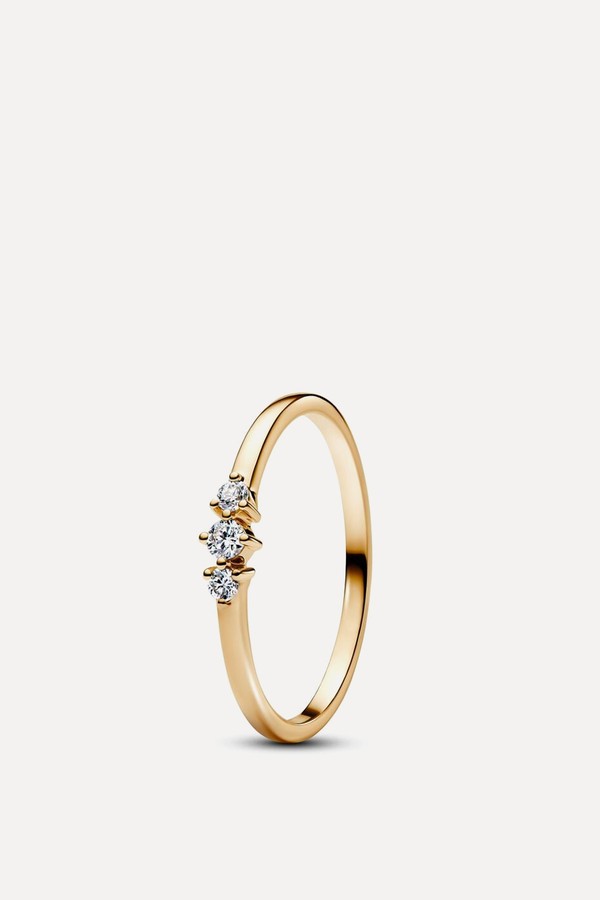14k Gold Lab-grown Diamond Triple Stone Ring