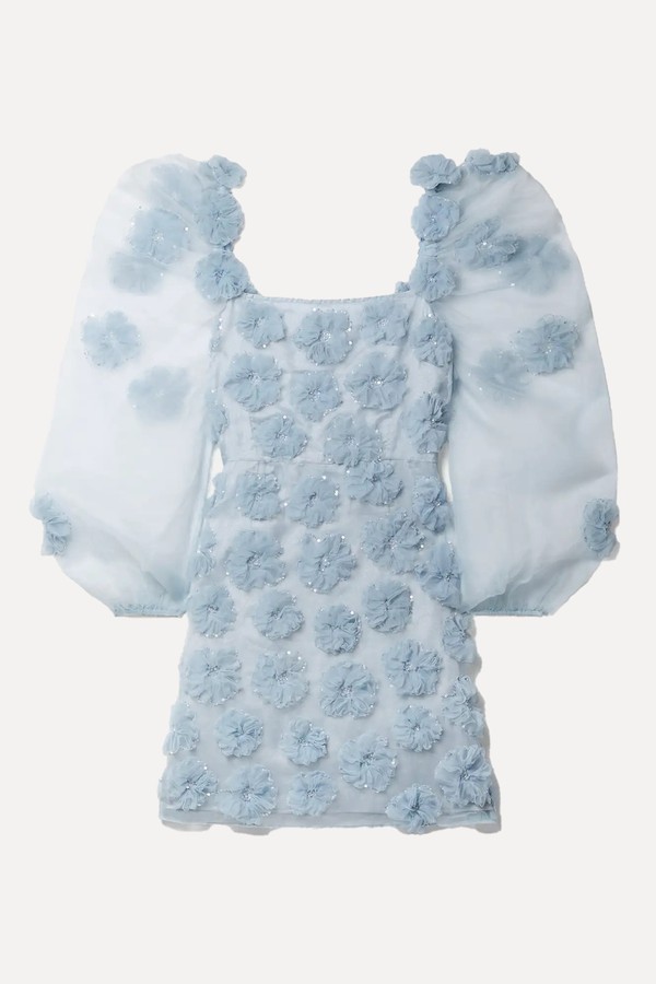 Wells Appliquéd Organza Mini Dress from LoveShackFancy
