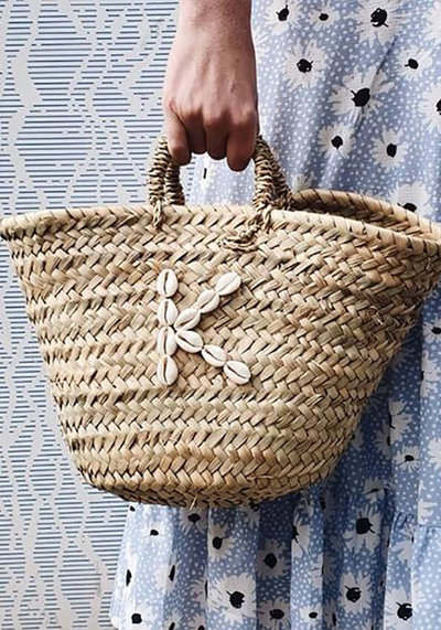 Personalised Cowrie Shell Monogram Small Straw Tote Bag from Sun And Day