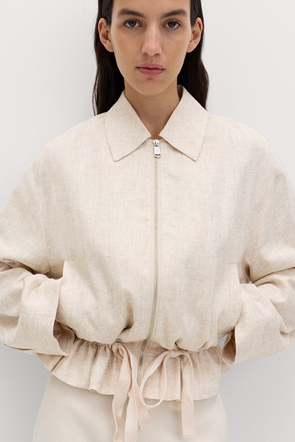 Linen Blend Lightweight Harrington Jacket from Marks & Spencer