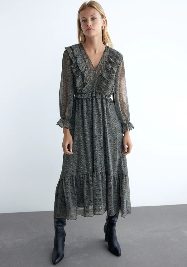 Printed Metallic Thread Dress