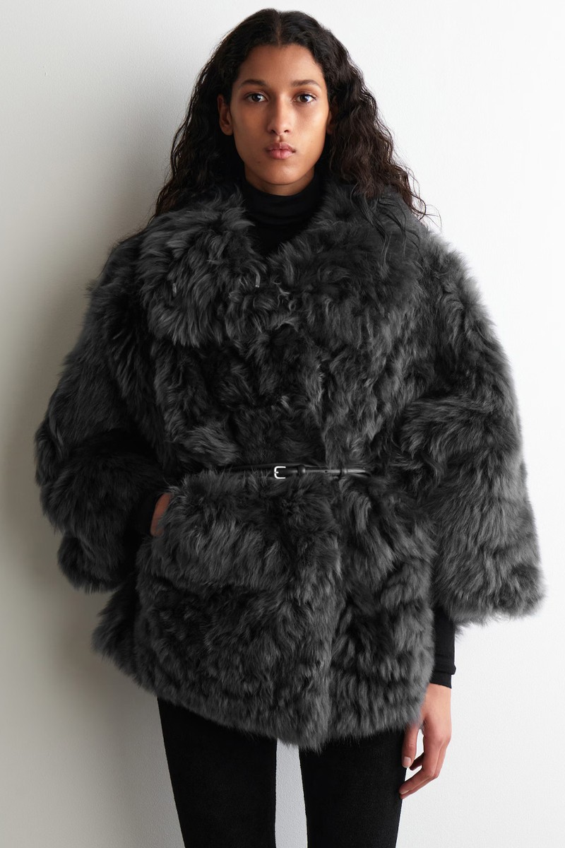 Funnel Neck Shearling Jacket from COS