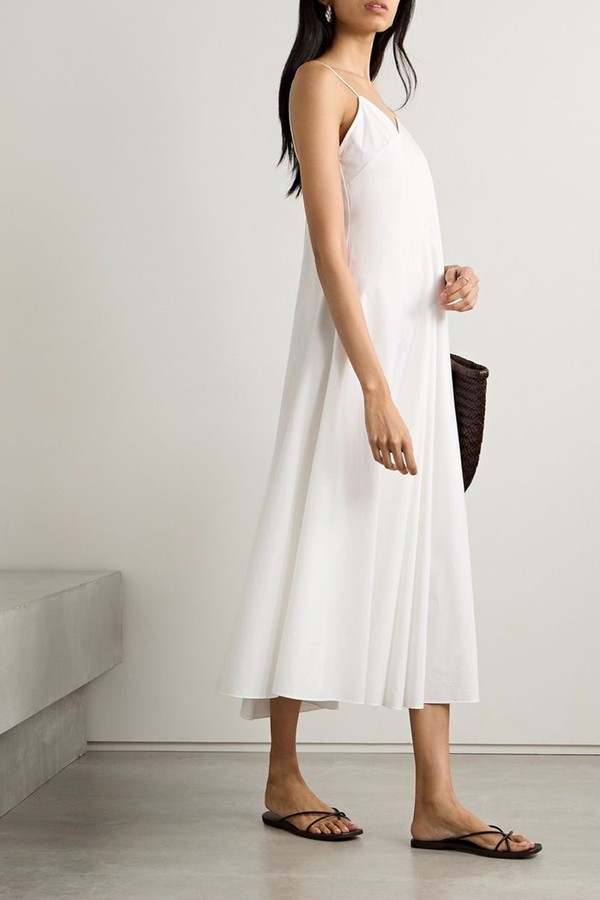 Pleated Cotton-Poplin Midi Dress