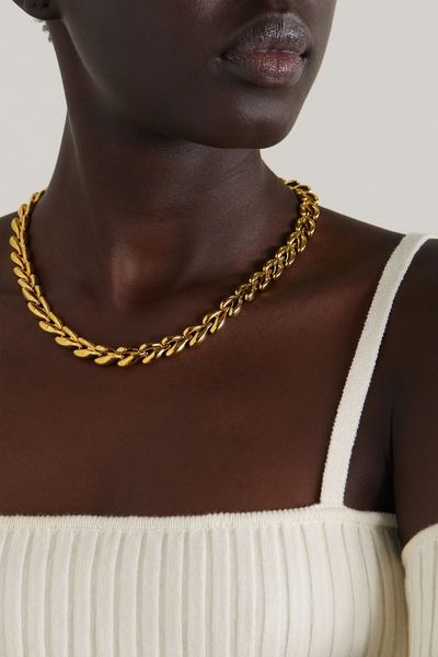 The Fishbone Bold Recycled Gold Vermeil Necklace from By Pariah