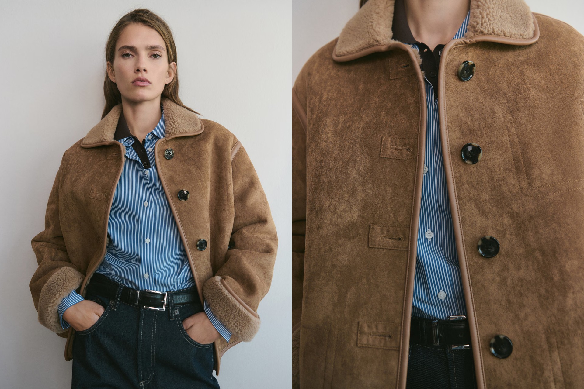 Faux-Shearling Leather-Effect Coat