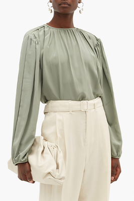 Draped Silk-Crepe Blouse from Le Maire