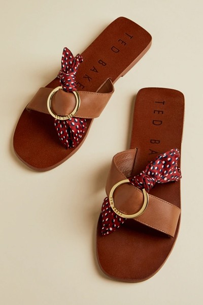 Leather Slip On Peppermint Sliders