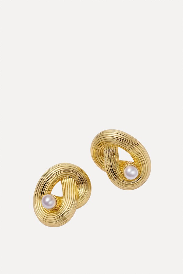 Polly Ties The Knot Pearl Stud Earrings from Daisy London