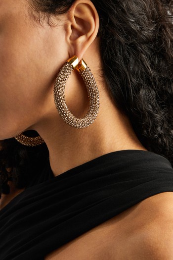 Pixel Tube Crystal-Embellished Hoop Earrings from Rabanne 