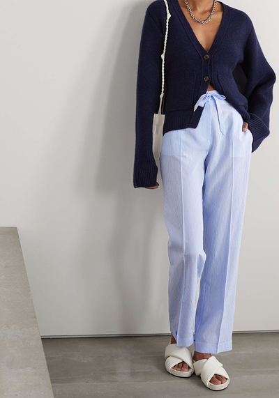 Miranda Striped Canvas Straight-Leg Pants from Officine Generale 