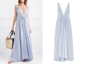 Clemence Gathered Silk-Habotai Maxi Dress from Kalita