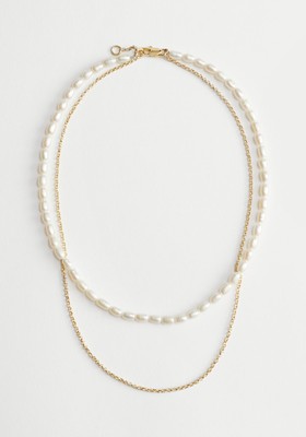 Layered Pearl Chain Necklace