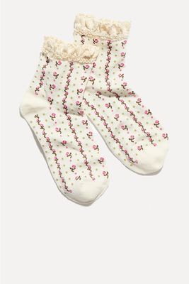 Rosebud Waffle Knit Ankle Socks from Free People