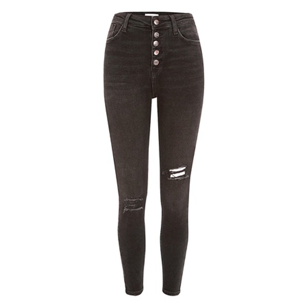 Black Hailey Distressed High Rise Jeans