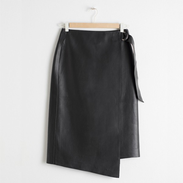 Asymmetric Belted Leather Skirt from & Other Stories