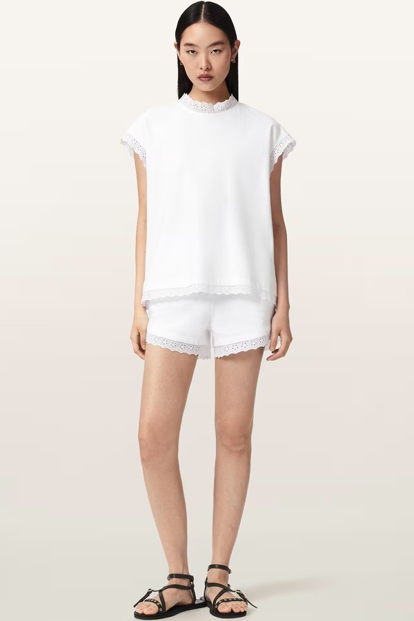 Lele Straight Fit Lace Trim Shorts