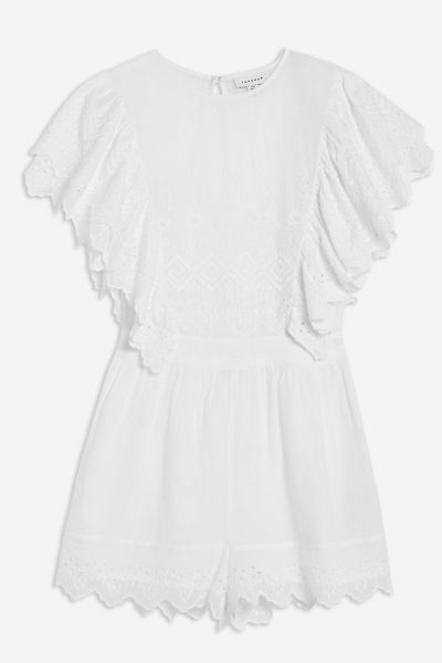 Broderie Flute Sleeve Playsuit