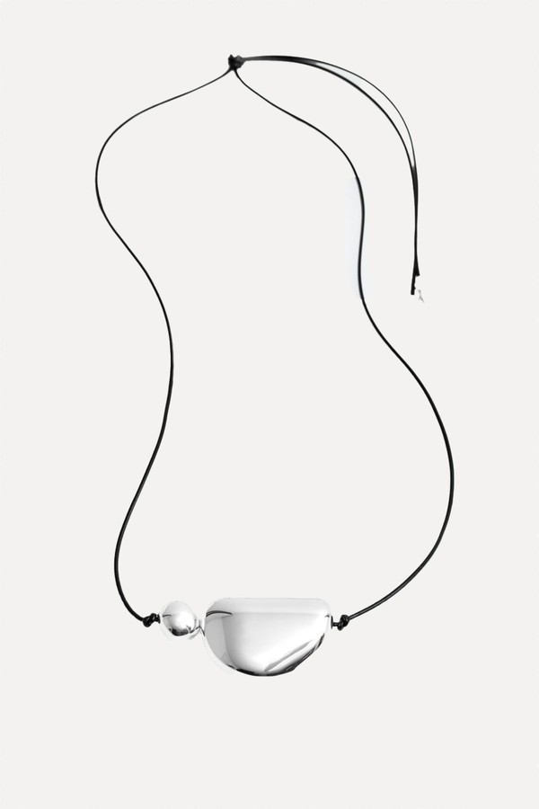 Leather Cord Pebble Pendant Necklace from COS