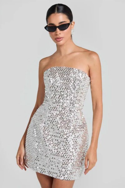 Lucia Silver Dress from Nadine Merabi