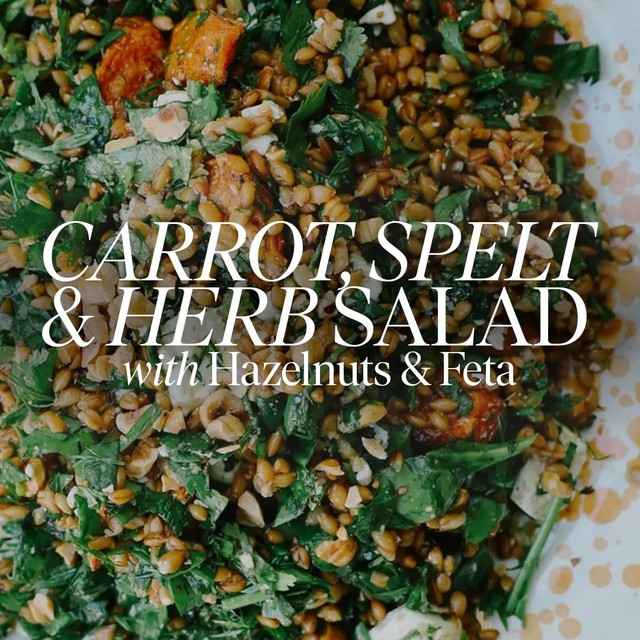 Roast Carrot Spelt Herb Salad With Hazelnuts & Feta @alexandradudley

Ingredients
300g of carrots, c
