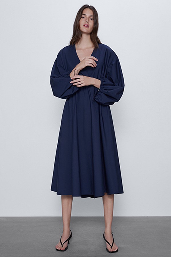 Poplin Dress With Voluminous Sleeves from Zara