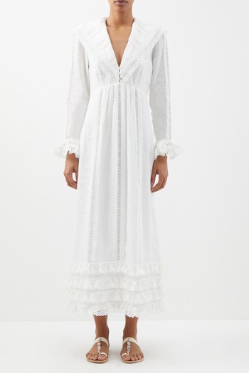 Francesca Lace & Linen Voile Midi Dress from Alémais