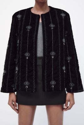 Embroidered Velvet Jacket from Zara