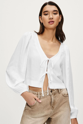 Tie Front Blouse With Linen from Next
