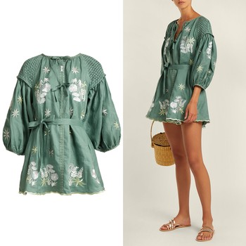 Embroidered Linen Smock Dress from Innika Choo