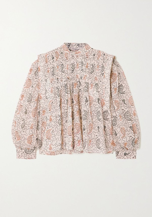 Vega Pleated Paisley-Print Cotton-Voile Blouse from Isabel Marant Étoile