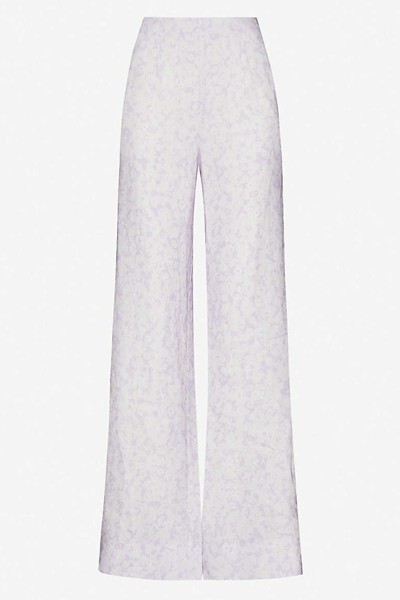 Vacation Printed Wide-Leg High-Rise Linen Trousers from  Peony