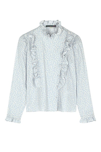 Printed Ruffle-Trimmed Cotton Blouse from Alexa Chung