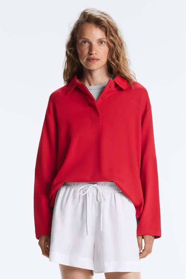 Long Sleeve Pique Polo Shirt from Oysho