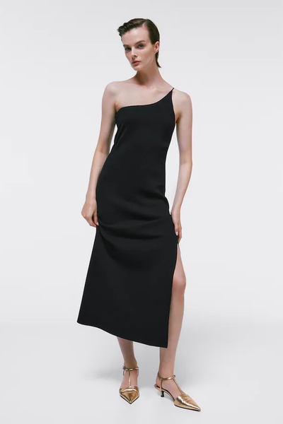 Knit Dress With Asymmetric Neckline from Massimo Dutti