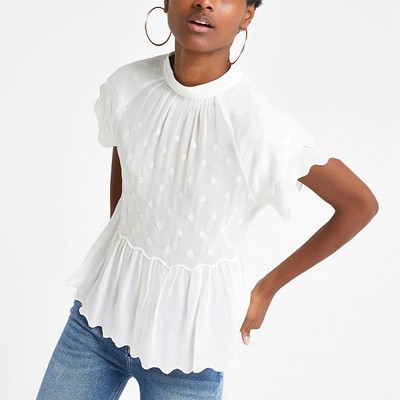 White Spot Smock Top