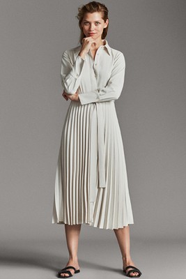 Shirt Dress With Pleated Skirt from Massimo Dutti