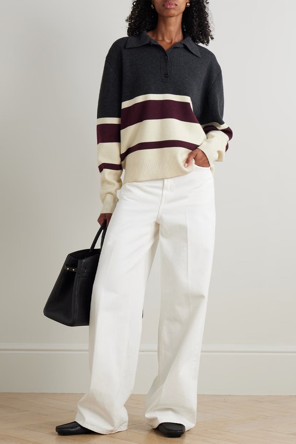 Oversized Striped Wool & Cashmere-Blend Polo Sweater from RÓHE