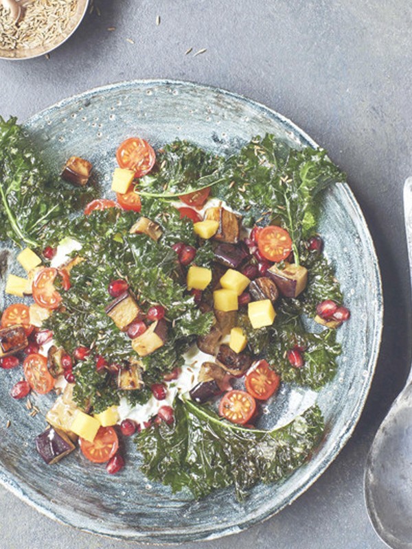 Aubergine & Crispy Kale Salad