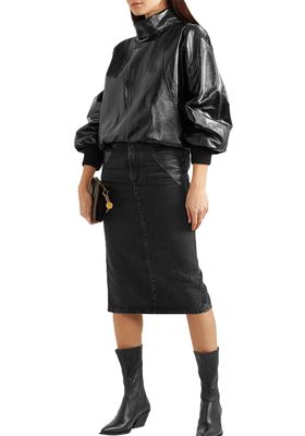 Leather-Paneled Denim Midi Skirt from Givenchy