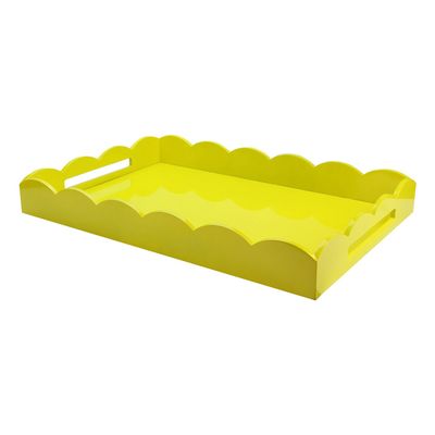 Yellow Large Lacquered Scallop Ottoman Tray from Addison Ross