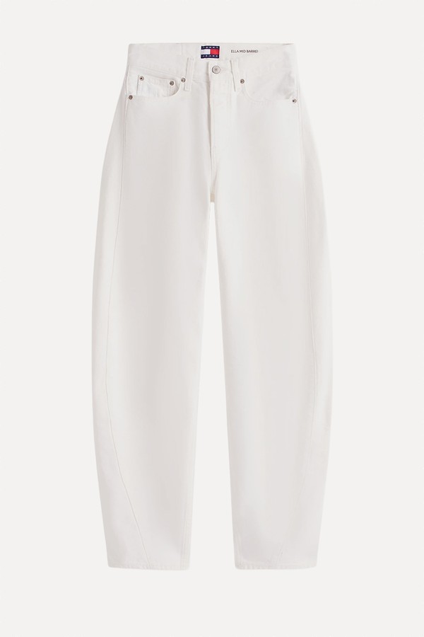 Mid Rise Twist Seam Barrel Leg Jeans