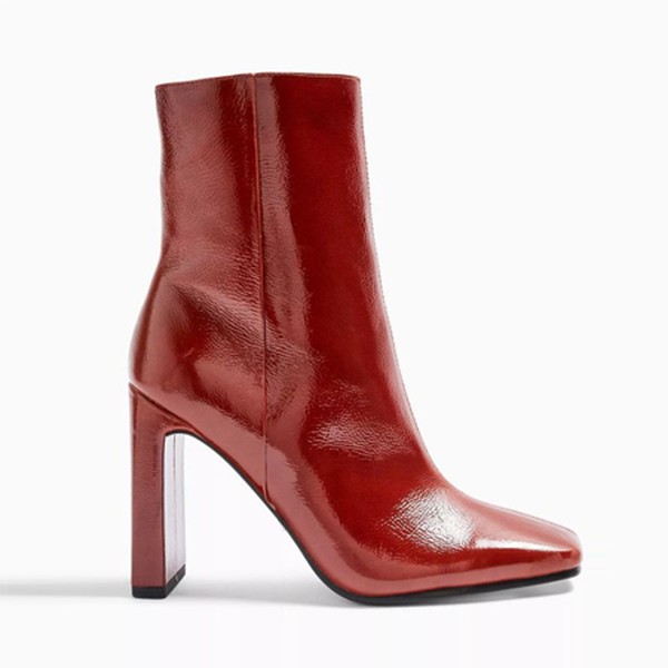 Leather Tan Square Toe Boots