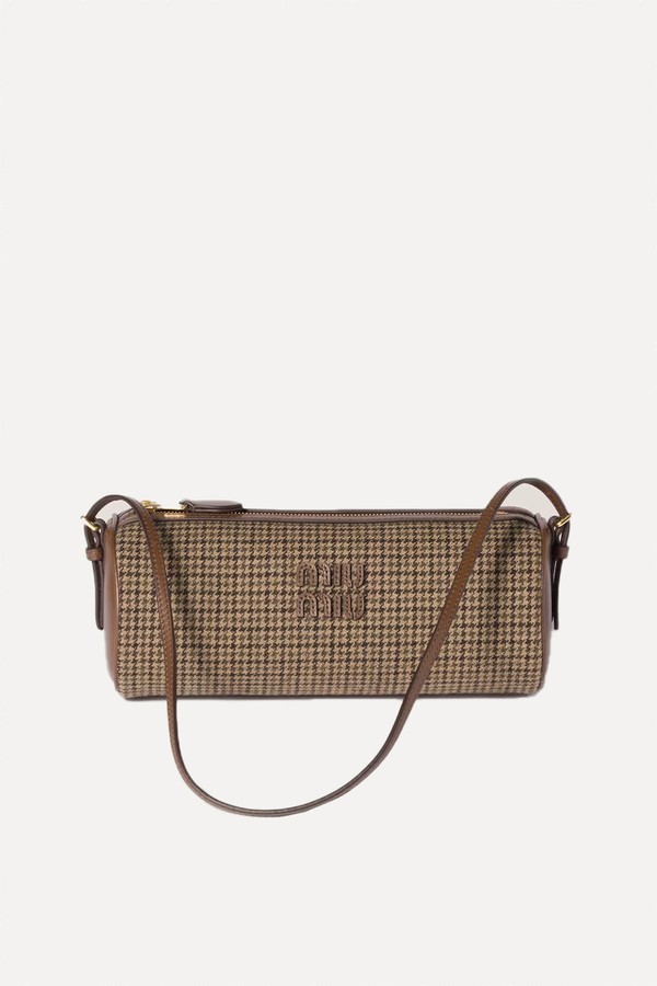 Houndstooth Wool & Leather Pouch from Miu Miu 