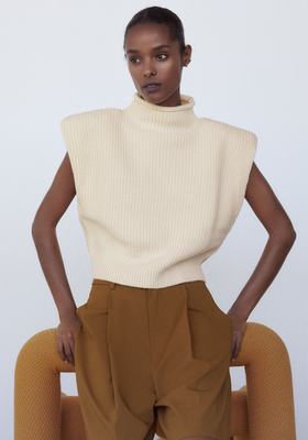 Knit Top With Shoulder Pads from Zara