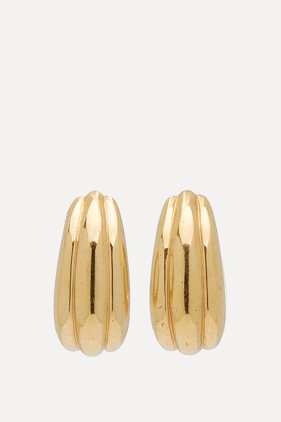 Ice Hoop Medium Line Gold Earrings from Tom Wood