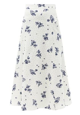 Floral-Print Silk-Satin Midi Skirt from Alessandra Rich